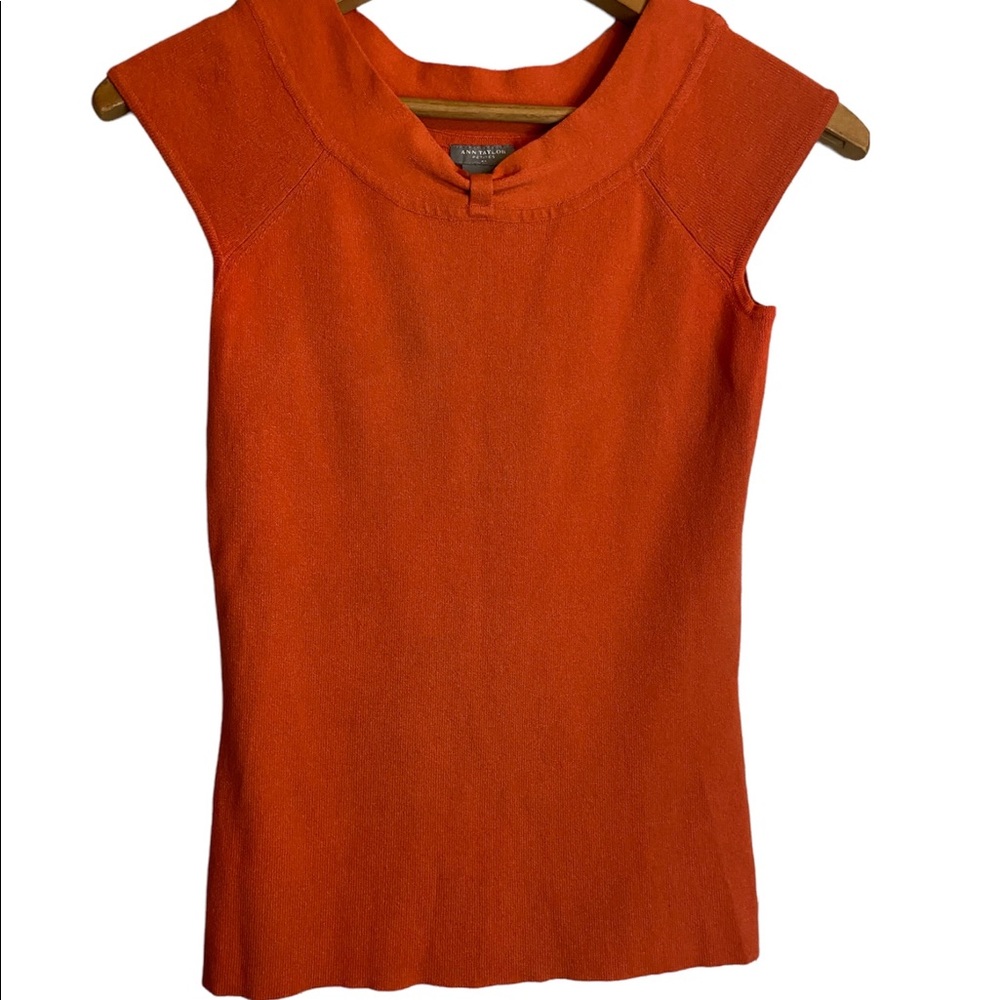 Ann Taylor Petites Sleeveless coral orange shell top extra small cap sleeve